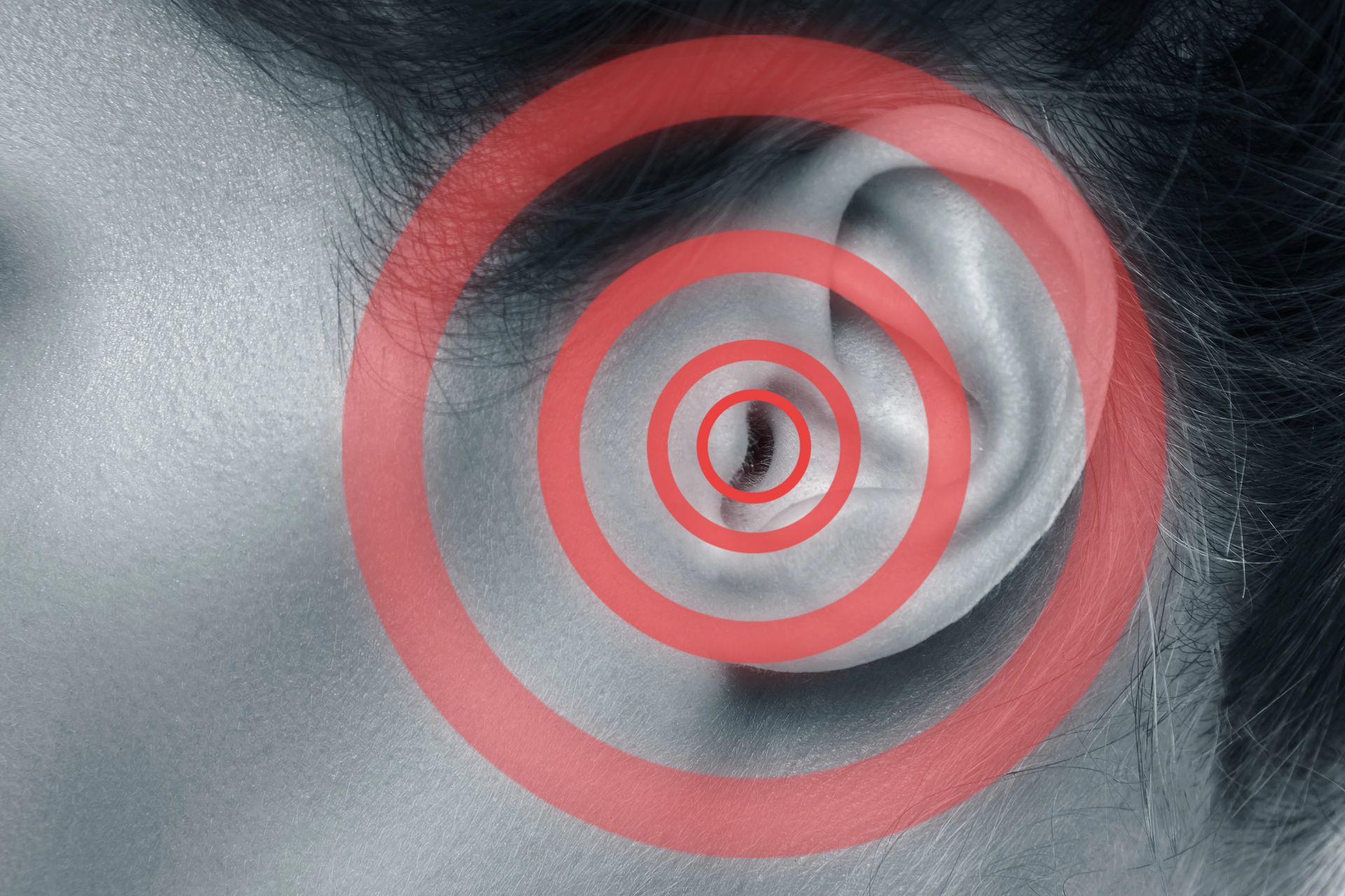 Une oreille symbolisant la perception d'un acouphène